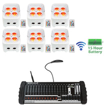6 BEST PAR 50 White Battery Wash Lights Wireless DMX + 384 Ch. Controller