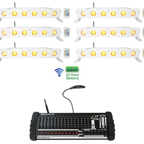(6) Rockville BEST STRIP 60 White Light Bars+384 Ch. Wireless DMX Controller