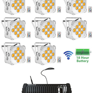 8) Rockville BEST PAR 60 Battery Wash Lights Wireless DMX+384 Channel Controller