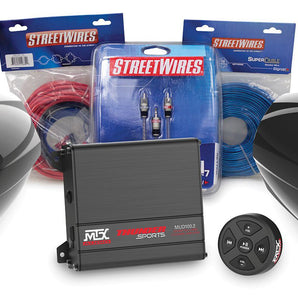 MTX BORVKIT1 (2) Tower Speakers+2-Ch. Amplifier+Bluetooth Control 4 RZR/ATV/UTV