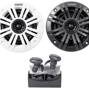 Pair KICKER 45KM44 4" 150 Watt Weatherproof Marine Speakers+Free TRuRock Earbuds