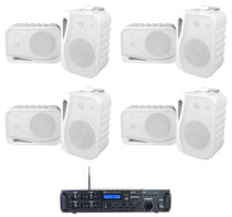 Rock Zone 8 Channel Multi Room Home Receiver+8) White 4" Wall Speakers