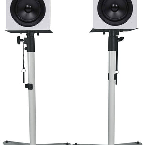 (2) Rockville APM5W 5.25" 250w Powered Studio Monitors+White Adjustable Stands