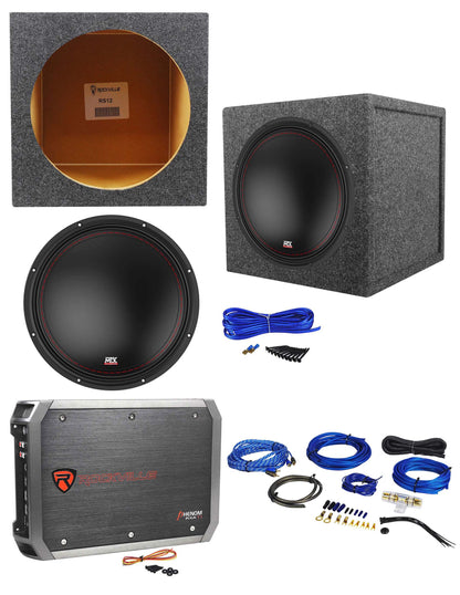 MTX 3512-04 12" 500w Subwoofer+Sealed Sub Box Enclosure+Amplifier+Amp Wire Kit