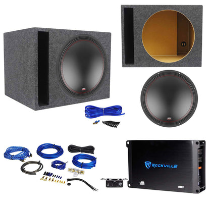 MTX 5515-44 15" 800 Watt DVC Car Subwoofer+Vented Sub Box+Mono Amplifier+Amp Kit