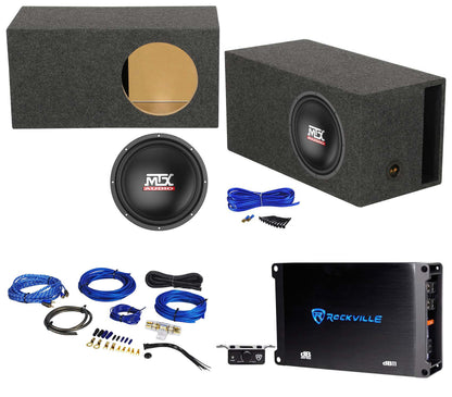MTX TN12-02 12” 400w Car Audio Subwoofer+Vented Sub Box+Mono Amplifier+Amp Kit