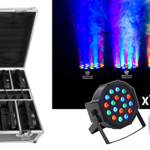 Rockville BATTERY PAR PACK 50 BLACK (10) Rechargeable Wash Lights+Charging Case