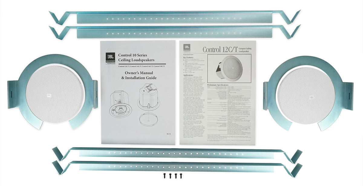 Pair JBL CONTROL 12C/T 3" 15w 70v In-Ceiling Speakers For Restaurant/Bar/Cafe