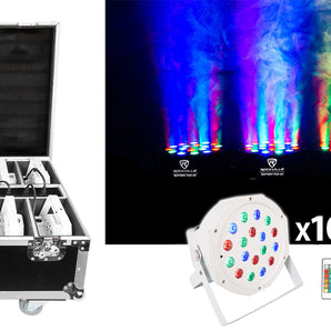 Rockville BATTERY PAR PACK 50 WHITE (10) Rechargeable Wash Lights+Charging Case