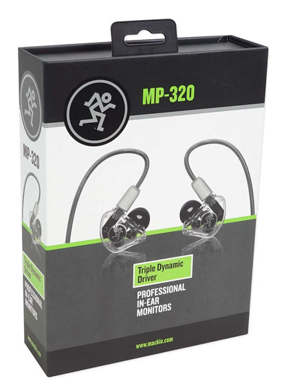 Mackie MP-320 Triple Dynamic Driver Professional In-Ear Monitors+Hard Case