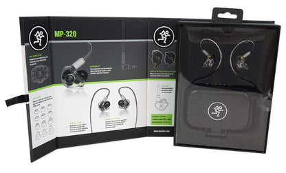 Mackie MP-320 Triple Dynamic Driver Professional In-Ear Monitors+Hard Case