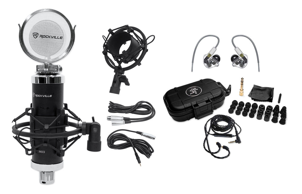 Mackie MP-320 Triple Dynamic Driver Professional In-Ear Monitors+Case+Studio Mic