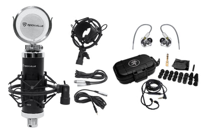 Mackie MP-320 Triple Dynamic Driver Professional In-Ear Monitors+Case+Studio Mic