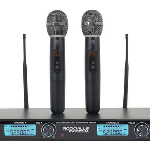 Rockville RWM23UA UHF Wireless Pro Rack Mount Dual Microphone System/20 Channel