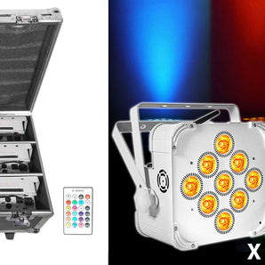 Rockville BEST PACK 60 (6) White Battery Wash Lights+Wireless DMX+Charging Case