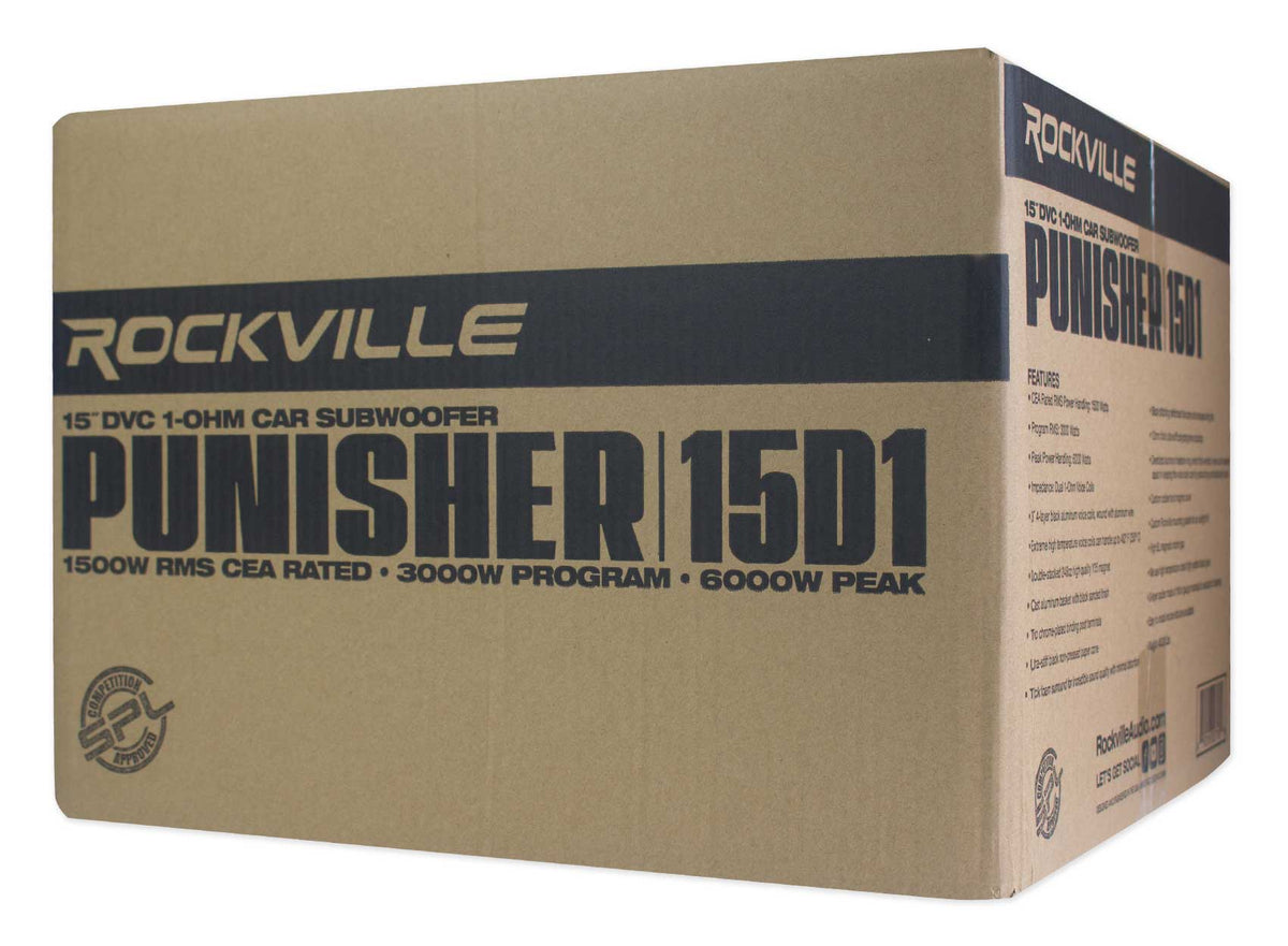 Rockville Punisher 15D1 15" 6000w Competition Car Audio Subwoofer Dual 1-Ohm Sub