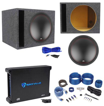 MTX 5515-44 15" 800w Subwoofer+Vented Sub Box Enclosure+Mono Amplifier+Amp Kit
