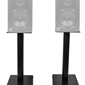 Pair Rockville RS21B 21 inch Steel Bookshelf Speaker/Studio Monitor Stands - Black