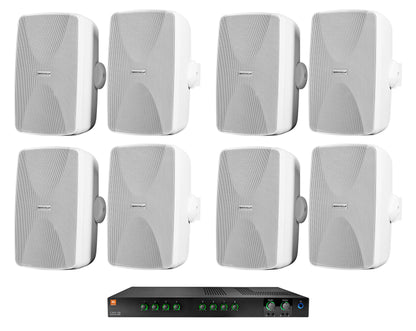 JBL CSMA280 Commercial/Restaurant Amplifier Amp+(8) White 5.25" Wall Speakers