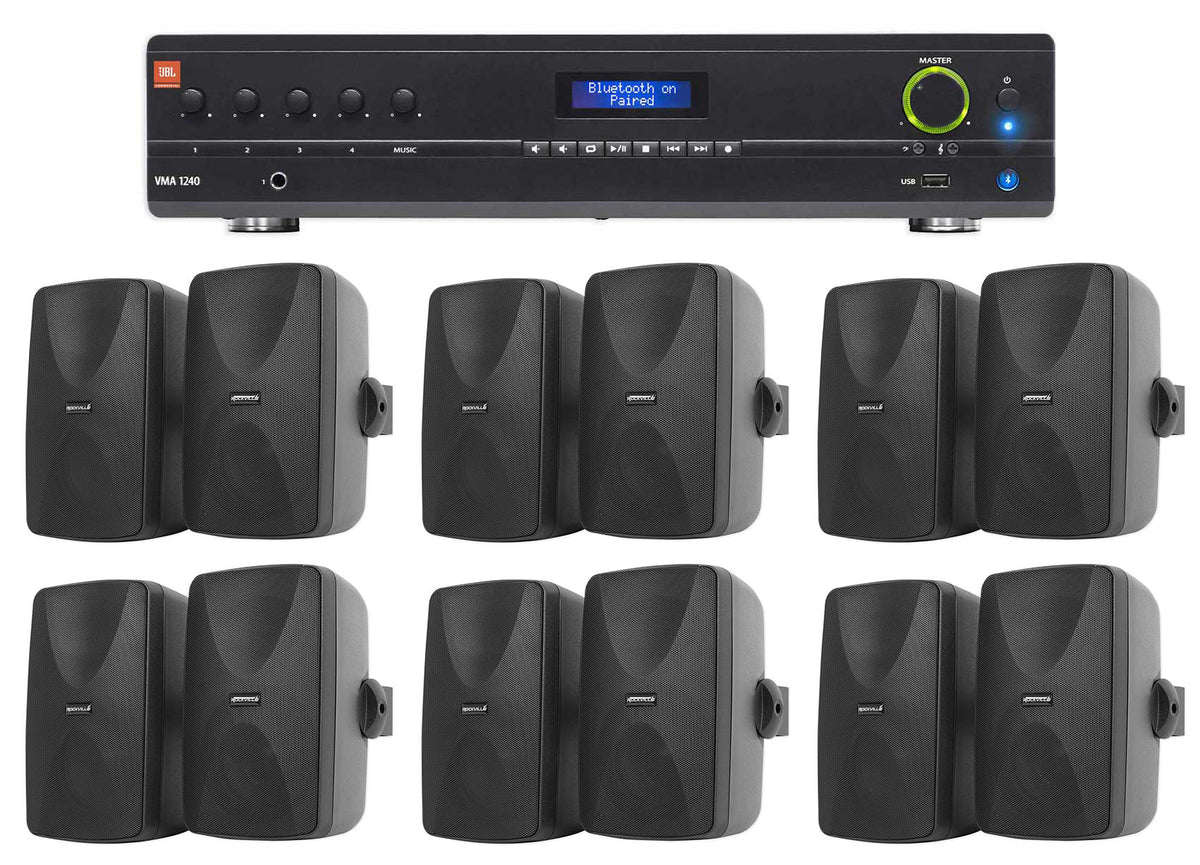 JBL VMA1240 Commercial/Restaurant 70v Bluetooth Mixer/Amplifier+12 Wall Speakers