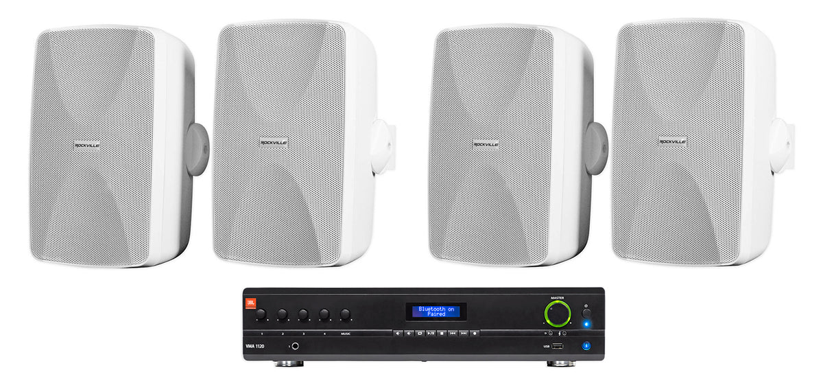 JBL VMA1120 Commercial/Restaurant Bluetooth Mixer/Amplifier+(4) Wall Speakers