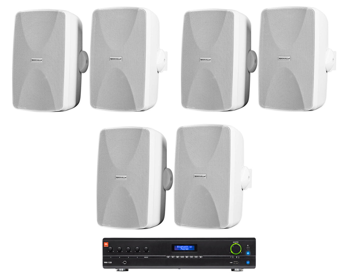 JBL VMA1120 Commercial/Restaurant Bluetooth Mixer/Amplifier+(6) Wall Speakers