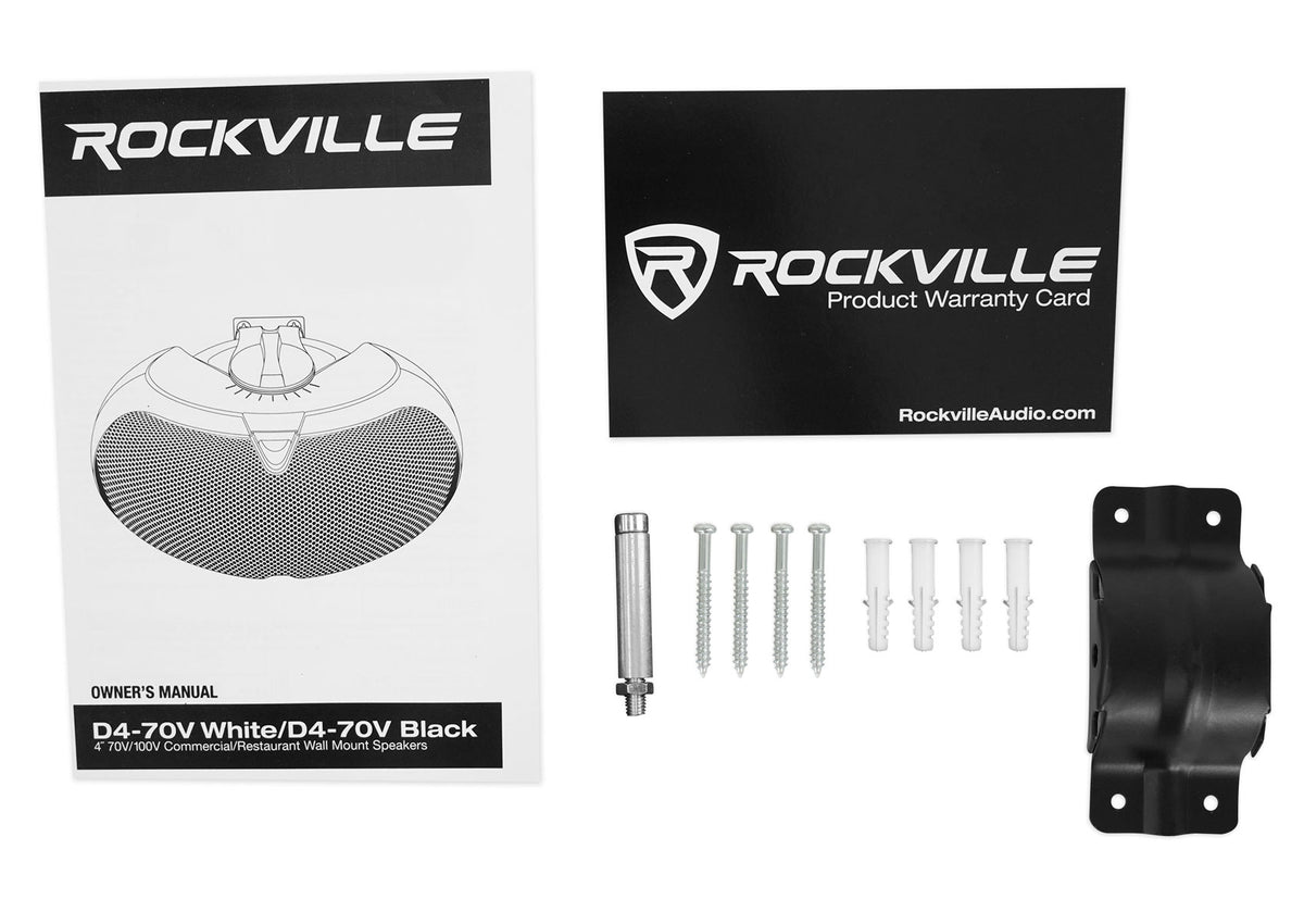 Rockville D4-70V Black Dual 4" 70 Volt Commercial/Restaurant Wall Mount Speaker