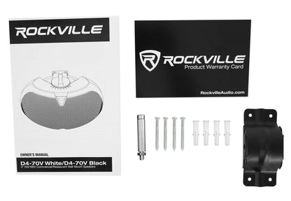 Rockville D4-70V Black Dual 4" 70 Volt Commercial/Restaurant Wall Mount Speaker
