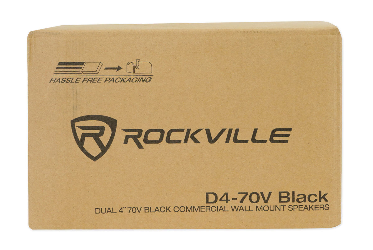 Rockville D4-70V Black Dual 4" 70 Volt Commercial/Restaurant Wall Mount Speaker