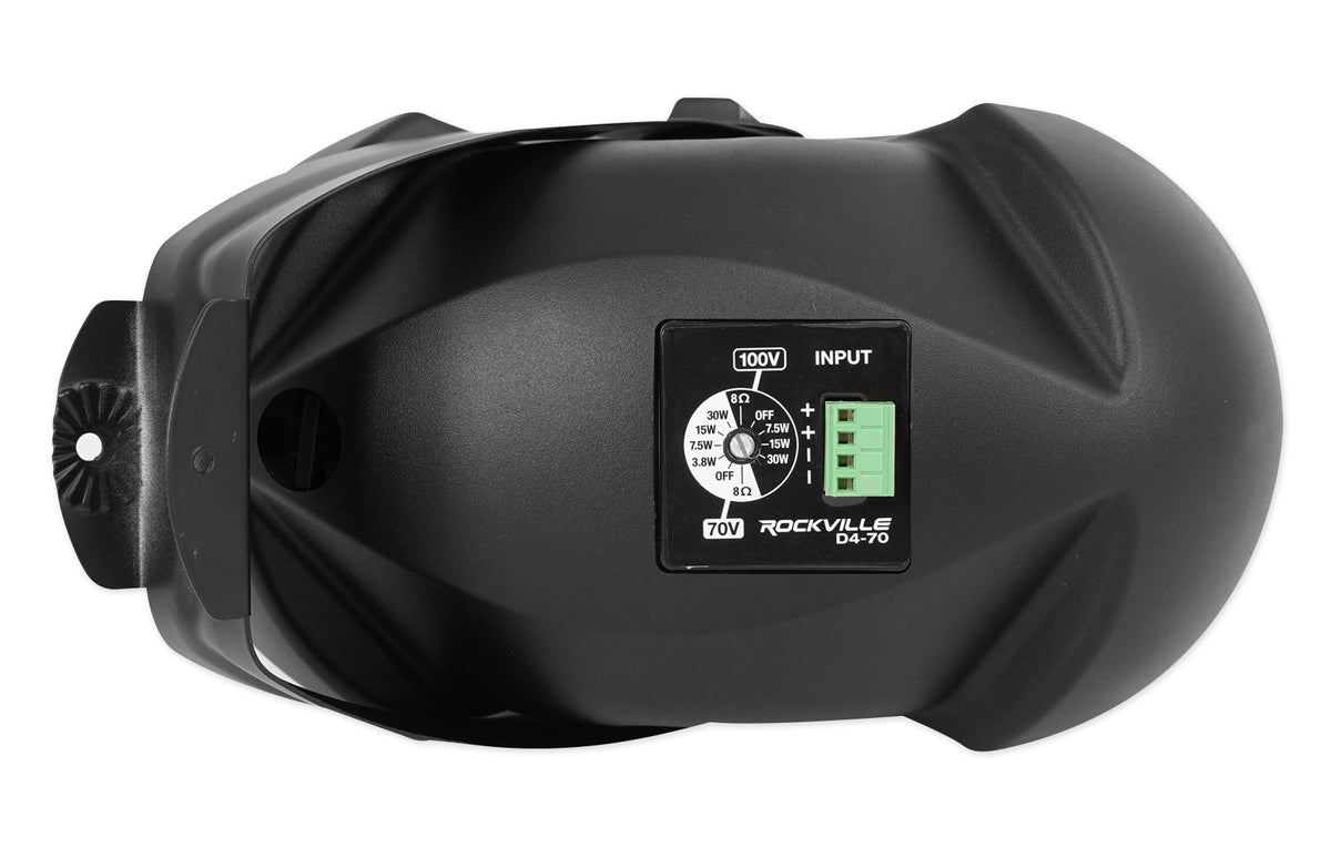 Rockville D4-70V Black Dual 4" 70 Volt Commercial/Restaurant Wall Mount Speaker
