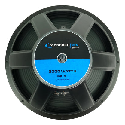 Technical Pro WF18L 18'' 2000w Raw Subwoofer Pro Sub Woofer, 3" Voice Coil