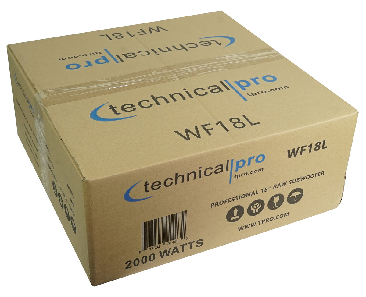 Technical Pro WF18L 18'' 2000w Raw Subwoofer Pro Sub Woofer, 3" Voice Coil
