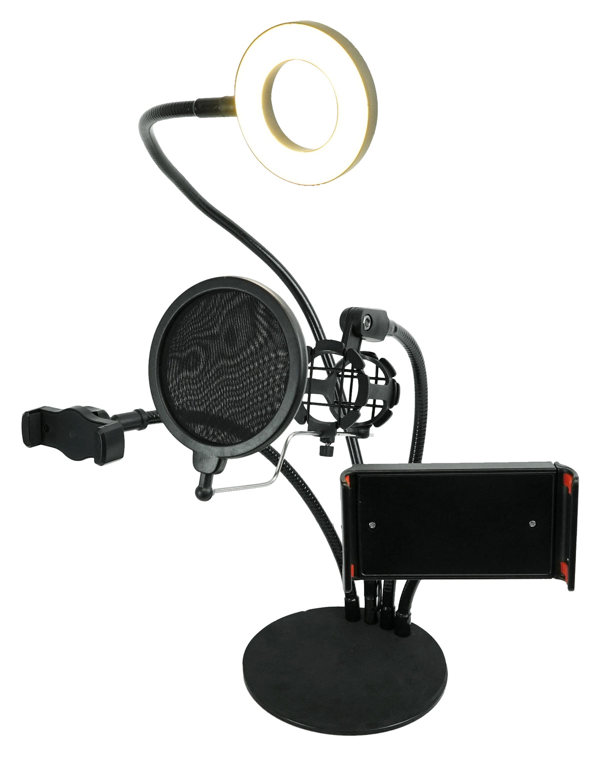 LiveShow4LTM Live Stream Podcast Phone, Mic and Tablet Stand with LED
