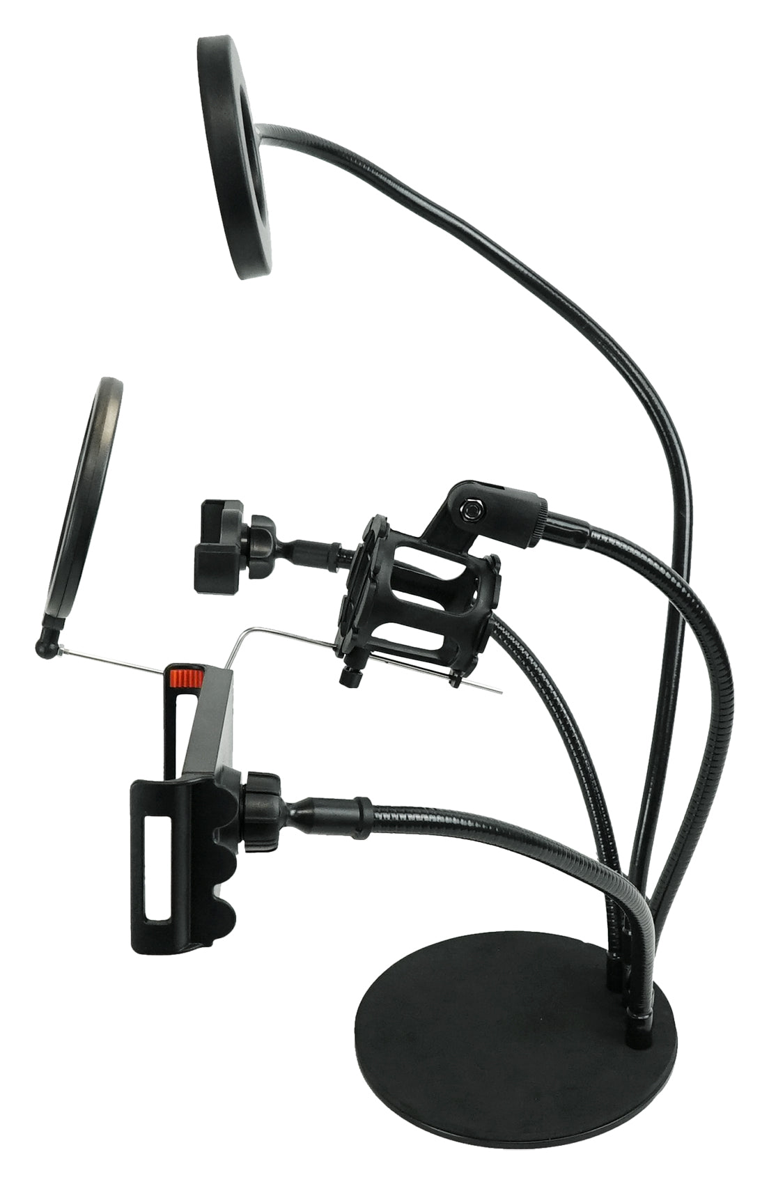 LiveShow4LTM Live Stream Podcast Phone, Mic and Tablet Stand with LED