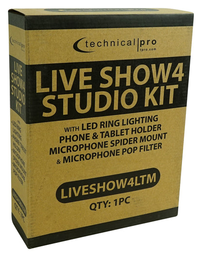 LiveShow4LTM Live Stream Podcast Phone, Mic and Tablet Stand with LED