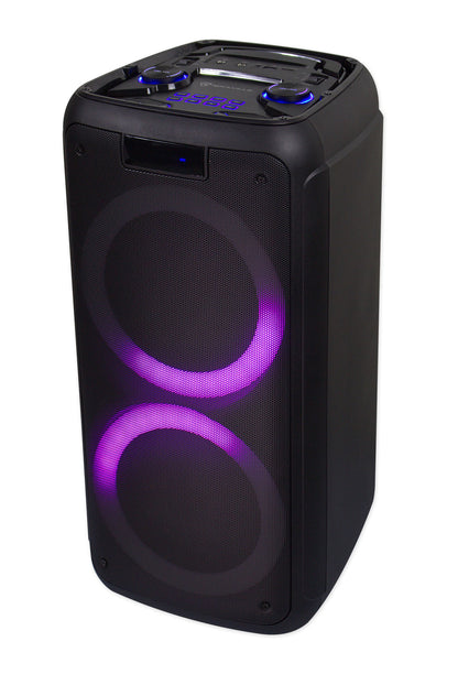 ROCK PARTY Dual 8" Karaoke Machine System w/LED's+2 Mics+Tablet Stand