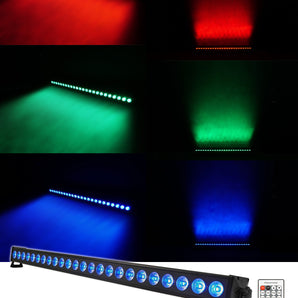 Rockville BATTERY STRIP 24 Rechargeable RGBW Color DJ Wash Light Bar/DMX/Remote