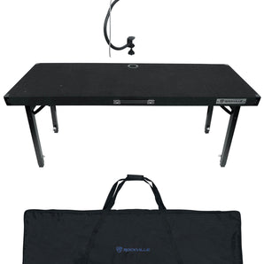 Rockville RTBL4 Adjustable Height DJ Table Folding Legs+Bag+Gooseneck Mic Stand