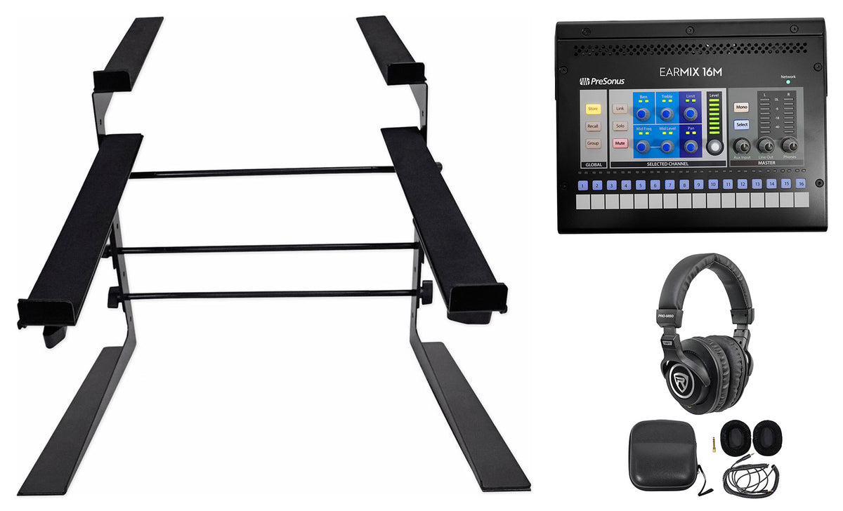 EarMix 16M AVB Monitor Mixer + Laptop Stand + PRO-M50 Headphones