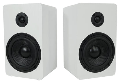 Pair Rockville RockShelf 58W 360w White 5.25" Home Theater Bookshelf Speakers/8 Ohm