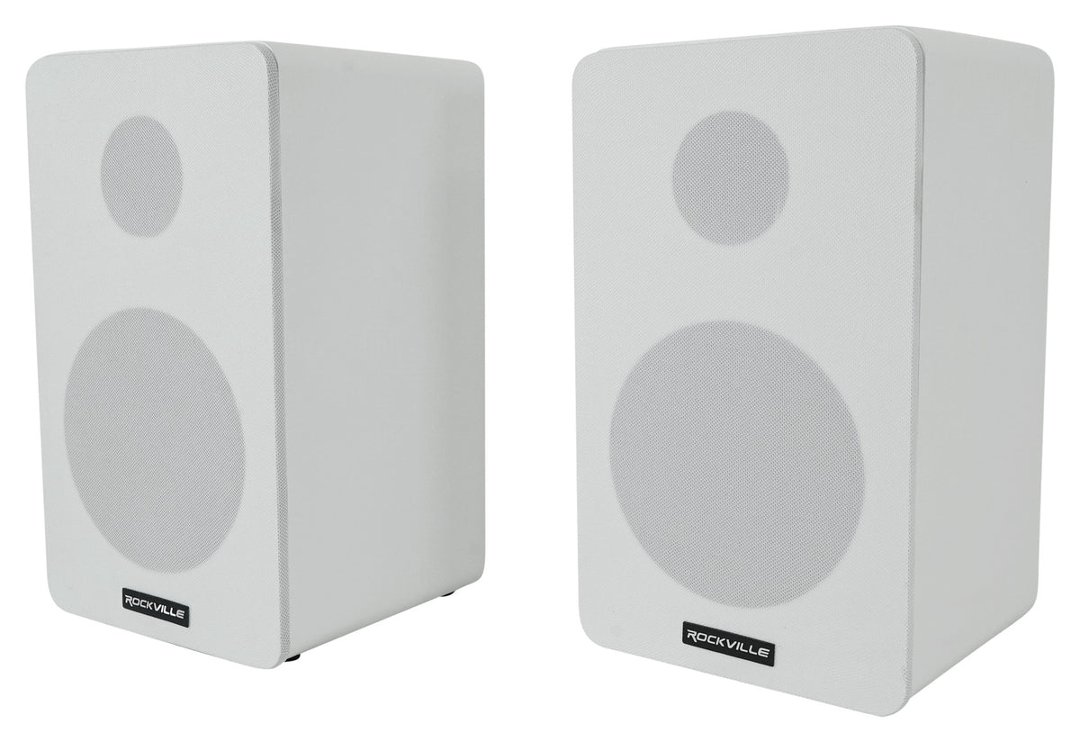 Pair Rockville RockShelf 58W 360w White 5.25" Home Theater Bookshelf Speakers/8 Ohm
