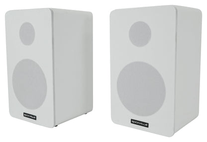 Pair Rockville RockShelf 58W 360w White 5.25" Home Theater Bookshelf Speakers/8 Ohm