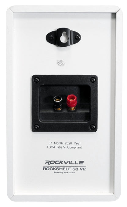 Pair Rockville RockShelf 58W 360w White 5.25" Home Theater Bookshelf Speakers/8 Ohm
