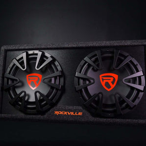 Rockville RG212CA Dual 12 inches Slim Vented Powered Car Subwoofer Enclosure 2000 Watt