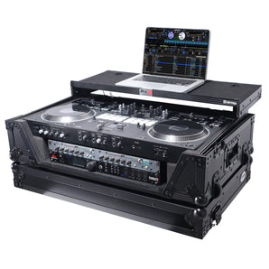 ProX ATA Black Flight Case for DDJ-REV7/DDJ-1000 SRT w/2U Rack+Shelf+Wheels+LED