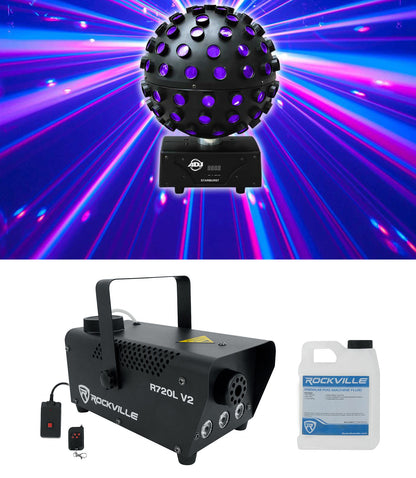 American DJ ADJ Starburst LED Sphere Shooting Beam Lighting Effect+Fog Machine