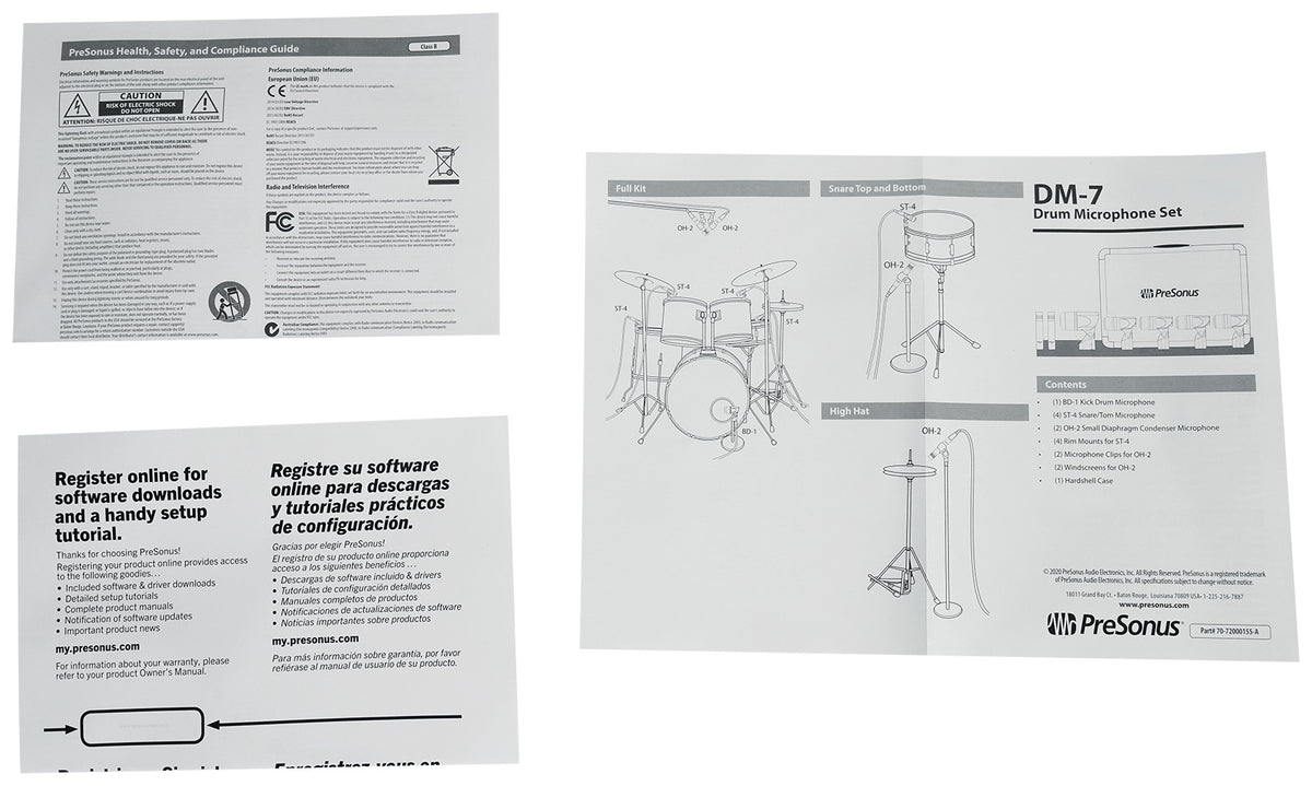 PRESONUS DM-7 Seven-Piece Drum Microphone Kit 7 Drum Mics w/ Case