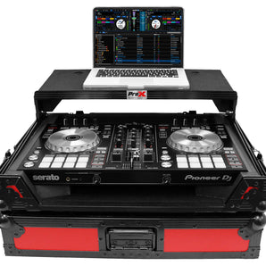 ProX XS-DDJSR2LTRB-LED Case+Sliding Laptop Shelf+LED's For Pioneer DDJ-SR2-Red