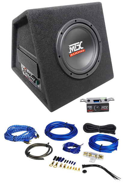 MTX RTP8A 8" 120w RMS Powered Subwoofer In Vented Sub Box Enclosure+Wire Kit
