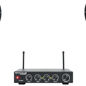 Rockville RKI65BT Dual UHF Wireless Microphones+Bluetooth Karaoke Mic Interface